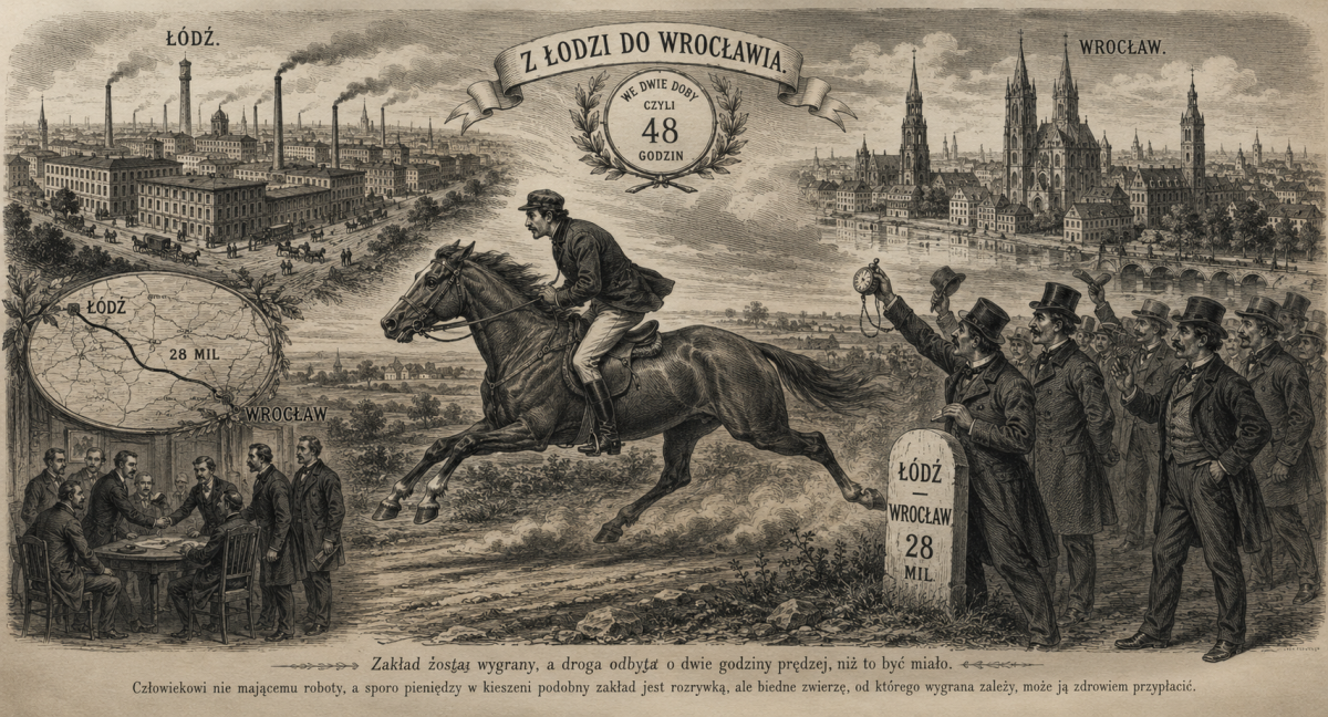 Z Łodzi do Wrocławia w 48 godzin ilustracja sytuacyjna lata 80 XIX w