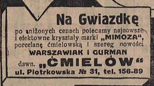 Fabryka Porcelany Ćmielów Ilustrowana Republika reklama 1938 nr 347
