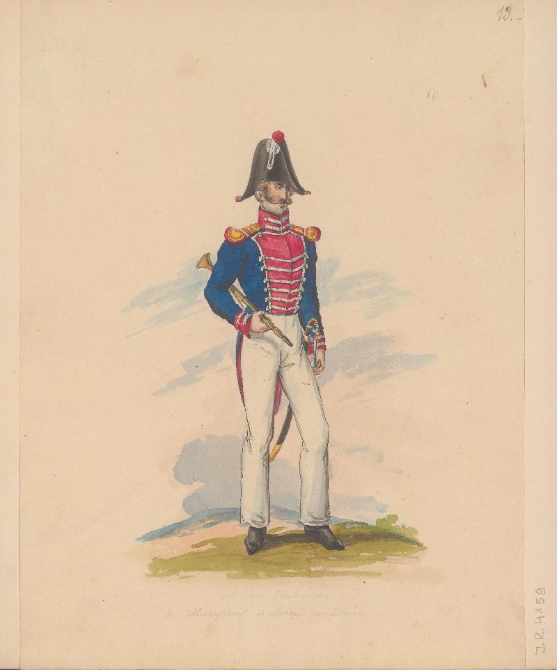 Milicja Krakowska muzykant w ubraniu paradnym 1840