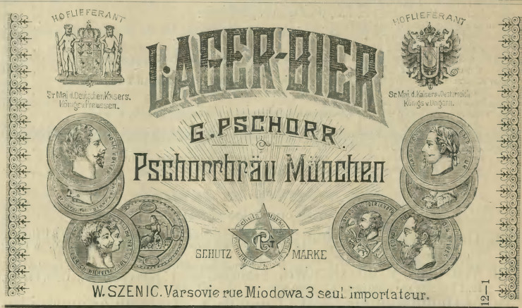 Piwo Monachijskie z Browaru G. Pschorr reklama 1896 11