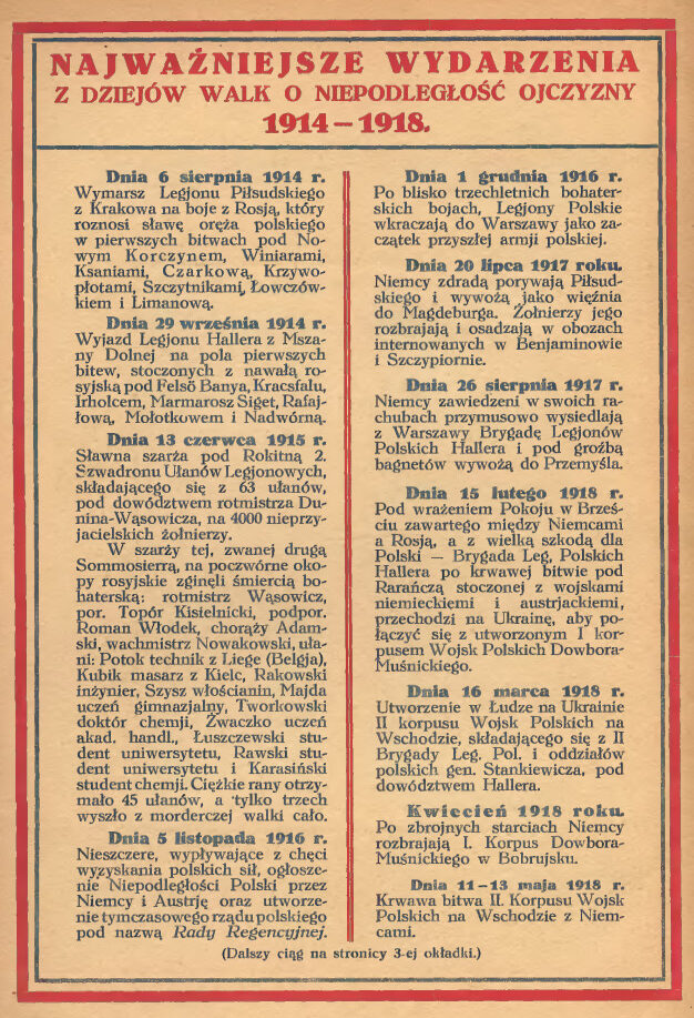 Kalendarz 1914 1918 Młody Polak publikacja 1928 cz. 1