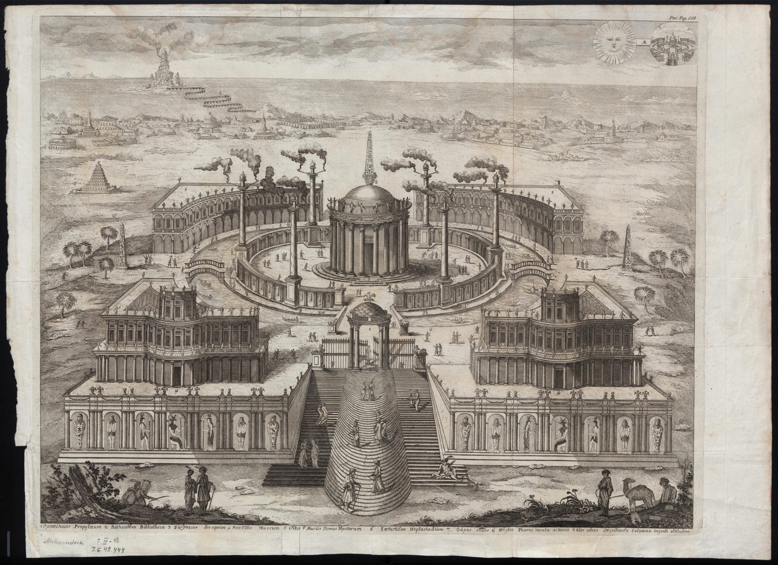 Biblioteka Aleksandryjska miedzioryt autor Ignazio Benedetti po 1750