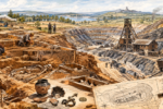 Wykopaliska Odkrycia Archeologia Kopalnie rycina poglądowa
